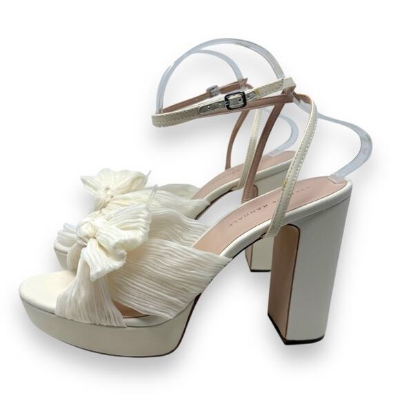 NWOT Loeffler Randall Natalia Pleat Knot Slip On Platform Sandal White 10 Womens - Picture 4 of 15